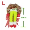 Weihnachtsdekorationen, Weihnachtsdieb hat Grinch gestohlen, Plüschbein, Stofftier, Puppendekoration, stecken in Sackleinen, Kranz, Reifen, Weihnachtsdekoration, Tür, Heimdekoration, Ornamente 220916