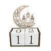 Partydekoration 27RE Holz Eid Mubarak Countdown-Kalender Ornament Ramadan Holzhandwerk für Zuhause Schlafzimmer Büro Desktop