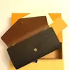 PORTEFEUILLE SARAH WALLET. High Quality Womens Fashion Envelope-style Long Wallet Card Holder Case Iconic Brown Waterproof Canvas M60531 Sac