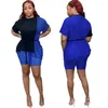 Tute da donna Adogirl Casual Donna Set da 2 pezzi Cuciture larghe Solid Tee Skinny Biker Shorts Matching Fitness Home Suit Lace Up