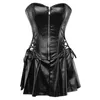 Bustini Corsetti Plus Size Corsetto in pelle Abito con cerniera Bustier sexy Overbust Lace Up Corsetto Gothic Steampunk Top Donna Burlesque