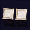 Stud 15Mm Big Square Men Stud Earring Gold Color Fl Cubic Zircon Screw Back Earrings Hip Hop Jewelry For Women 524 Z2 Dro Dhseller2010 Dh1Lf