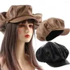 Berets Brim Solid Color Khaki Octagonal Cap Autumn Winter Round Women Cloud Shape Beret Korean Style Hat