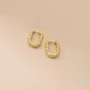 2022 new fashion Hoop Earrings 18K Gold Plating Authentic 925 Sterling Silver Jewelry Irregular Texture Bump Piercing Ear-Bone top quality