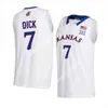 Basketball Gradey Dick Basketball Jersey personnalisé KU Kansas Jayhawks Basketball 2022 NCAA Maillots cousus