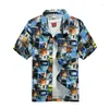 M￤ns casual skjortor sommar mode mens hawaiian kort ￤rm knapp kokosn￶t tr￤d tryck strand aloha m￤n skjorta plus storlek 25 stil 5xl