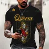Męskie koszulki T Summer 3D nadrukowana ponadgabarytowa T-shirt 2022 Wygodne oddychające załoga szyi horror spadowy poker