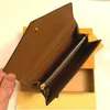PORTEFEUILLE SARAH WALLET. High Quality Womens Fashion Envelope-style Long Wallet Card Holder Case Iconic Brown Waterproof Canvas M60531 Sac