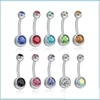 Nombril Bell Bouton Anneaux En Acier Inoxydable Ongles Ombilical Accessoires De Mode Cristal Corps Piercing Bijoux Femme Homme Nav Dhseller2010 Dhdto