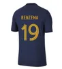 Maillots de futbol 2022 Dünya Kupası Futbol Forması Fransız BENZEMA Futbol tişörtleri MBAPPE Fransa GRIEZMANN POGBA kante maillot ayak kiti gömlek ERKEK çocuk kitleri setleri