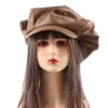 Berets Brim Solid Color Khaki Octagonal Cap Autumn Winter Round Women Cloud Shape Beret Korean Style Hat