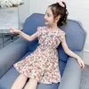 Girl Dresses Children's Clothing Girls Small Floral 8 Dress Summer Princess Chiffon Kids Clothes Size 2 To 12 V-neck Pleated