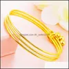 Bangle Girls Thin 3st Bangles Set Armband 18K Gold Women Wedding Pare Jewelry Factory Wholesale 141 U2 Drop Delivery Dhseller2010 DHEPB