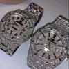 6TZ6 moissanite Mosang pedra diamante relógio personalização pode passar o tt do movimento mecânico automático masculino relógio à prova d'água C7 4019240