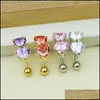 Botão de sino do umbigo Ringas 6 cores Crystal Bar Belly Ring Ring Blood Botão Piercing Navel Two Heart Pierce Jewel DHSELLY2010 DHVHC