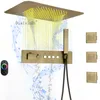 Sistemas de ducha de lujo antiguos LED LED 23x15 pulgadas Baño de baño Termostático Waterfall Rain Daucet Juego