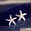 Stud New Fashion Anti-Allergic 925 Sterling Sier Jewelry Micro-inb￤ddad Crystal Starfish Personlighet Uts￶kta ￶rh￤ngen D DHSeller2010 DHD0Y