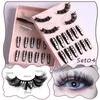 Halloween Fluffy False Eyelashes Press on Nails Set Curly Long Lashes Full Cover Coffin Nail Makeup Kits