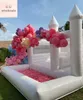 Château combiné de rebond blanc de mariage en PVC avec toboggan et fosse à balles lit sautant château gonflable rose videur maison moonwalk pour jouets amusants