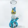 Dessin animé Silicone Bong Pipe à eau Narguilés 10,2 "transfert d'eau portable verre imprimé petit barboteur Matrix Perc bongs Free Bowl dab rig