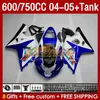 Injection blue stock Mold Fairings & Tank For SUZUKI GSXR-600 GSXR750 GSXR600 GSXR-750 K4 2004 2005 153No.87 GSX-R600 GSXR 600 750 CC 04-05 600CC 750CC 04 05 OEM Fairing