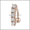 Navelklockknapp ringer 316L Rostfritt st￥l Kristallguld Belly Ring Piercing Jewelry Cubic Zircon Bell -knappringar 3 DHseller2010 DHA5F