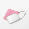 Party bevorzugt personalisierte Pocket Mirror Valentinstag Metall Make -up Make -up Mirror leer DIY -Foto Schlüsselbund mit Lederhülle süße Runde Keyring xu