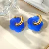 Boucles d'oreilles cerceaux color￩ en r￩sine en r￩sine creuse en acier inoxydable pour les femmes