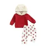 Set di abbigliamento Bambine Ragazzi Vestiti Corrispondenza di colori Orecchie di cartone animato addensate Decorazione Maniche lunghe Top con cappuccio Pantaloni a pois Outfit