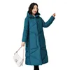 Women's Trench Coats 2022 Winter Long Coat Women's Fashion Thick Cotton Warm Outerwear CasualFemale Windproof Hooded Vintage Loose Parka