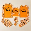Halloween Home Clothing Pumpkin Family Matching Pajamas Mom Dad Kids Stripe Pumpkin Print Loungewear Sleepwear Set