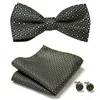 Papillon Moda Paisley Floral Check Tie Fazzoletto Set Uomo Farfalla Matrimonio Carvat Con Gemelli Sposo Tuxedo Papillon