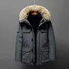 Donsparka's voor heren Bontkraag Witte eendendons Winterjas Heren Winddicht Capuchon Dikker Multi-pocket donsjas Heren Warm houden -30 graden Parka's 220916