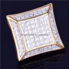 Stud 15mm Big Square Men Stud Earring Gold Color FL Cubic Zircon Skruv Back örhängen Hip Hop Jewelry for Women 524 Z2 DRO DHSeller2010 DH1LF