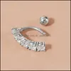 Navel Bell -knop Ringen 316L roestvrijstalen kristal gouden buikring Piercing sieraden kubieke zirkoon klokknop ringen 3 dhseller2010 dha5f