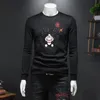 Men's Embroidered Tops Thickened Long Sleeves T-Shirts Animal Graphic Printing Plus Size 2022 New Quality Fashion Warm Bottoming Shirts