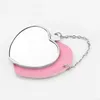 Party Favor Stock Personalized Pocket Mirror Favor Valentine's Day Metal Makeup Mirror Blank DIY Photo Keychain with Leather Case Cute Round Keyring Xu