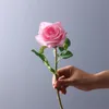 En faux blommor enstaka stam fuktgivande ros simulering riktig touch curling rosa f￶r br￶llop centerpieces