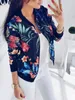 Kvinnor s jackor kvinnor blommor tryckt vårhöst långärmad blixtlås bombplan outwear casual ficka smal gatkläder kvinnlig plus size coat 220916