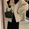 Frauen Pelz Faux Mode Herbst Revers Einreiher Feste Mantel Frauen Kurze Lose Beiläufige Streetwear Manteau Femme 220916