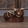 Belts Thick Cowhide Leather Belt For Men And Women Genuine Brass Hook Buckle Unisex Vintage High Quality Weaving