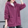 Kvinnors jackor Kvinnor Autumn and Winter Fashion Casual Lamb Wool Coat Stitching Hooded Zipper Ladies Korean Women Clothing 2022