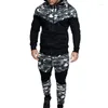 Herrspår Heflashor 2022 Camouflage Tryckt Män Set Causal Jacket 2st Tracksuit Sportswear Hoodies Sweatshirt Pants Sport Sate Suit