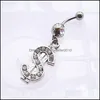 Navel Bell Button Rings Dollars Style Belly Button Navel Rings Body Piercing Jewelry Dangle Accessories Fashion Charm D Dhseller2010 Dhuom