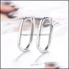 Hoop Huggie 925 Sterling Sier Korean Geometric Oval Ear Buckle Temperament Women Gold Retro Sexy Elegant Love Earrings Dhseller2010 Dhism