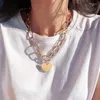 Подвесные ожерелья моды Big Heart Love Chain Choker Col