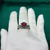 Clusterringen Vintage Thaise zilveren vrouwen Ring Donkere Ruby edelsteen Zirkon Old Design Sieraden Accessoires Mermaid Vorm Rode Stone Vrouw