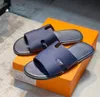 Summer Beach Lazy Sandals Travel Beach Flat Calfskin Men's Home Hotel Letter Slippers with Box