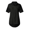 Women's Blouses Women Long Sleeve Button Up Shirts Short Top Shirt Turn Down Collar Blouse Flower Petite Black T