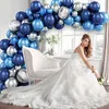 Autres fournitures de fête d'événement 78pcs métallisé bleu marine Latex ballon guirlande arc Kit argent étoile feuille Ballons pour mariage anniversaire bébé douche fête décor 220916